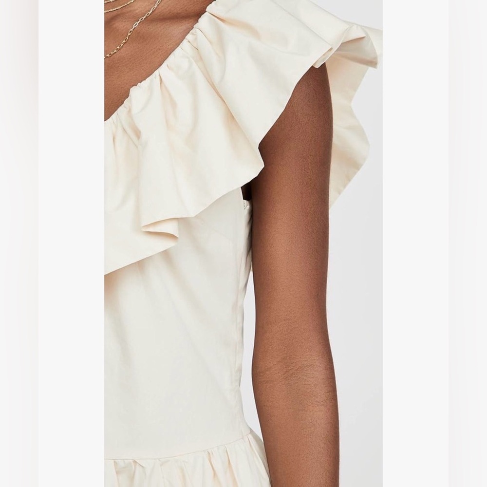 English Factory Cotton Tiered Midi Dress Ruffle V-Neck Cream SKU353 - Picture 4 of 12